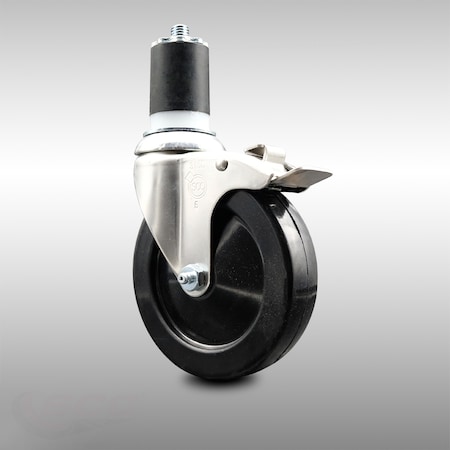 Service Caster 5 Inch 316SS Hard Rubber Swivel 1-7/8 Inch Expanding Stem Caster Lock Brake SCC SCC-SS316TTLEX20S514-HRS-178